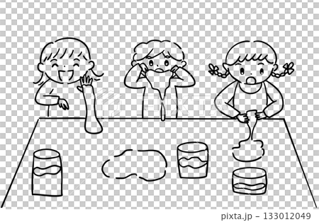 兒童玩史萊姆 / 用於教育和治療的手繪插圖 133012049