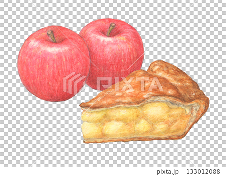 蘋果與蘋果派水彩鉛筆畫 133012088