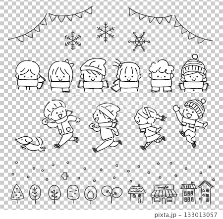 冬と子ども達 133013057