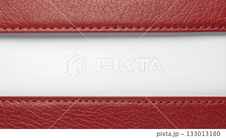 赤いレザーと白のコントラスト　ベルトの素材背景　generative ai 133013180