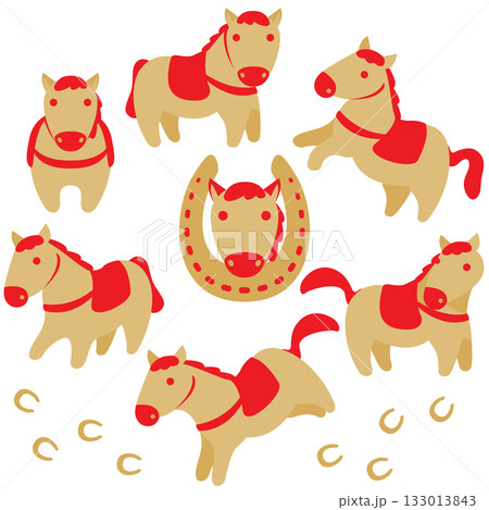 Vector illustration for the CNY cute horse various dynamic poses Vector illustration for the CNY cute horse various dynamic poses 133013843