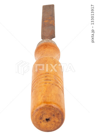 Chisel Dirty Old wood isolated on white background 133013917