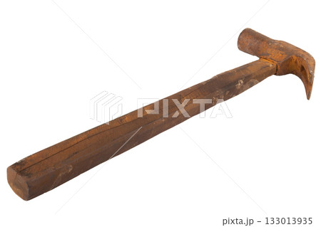 hammer wood Dirty old isolated on white background 133013935