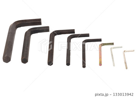 Hex key Dirty Old isolated on white background 133013942