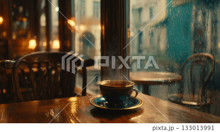 雨の日のカフェ 133013991