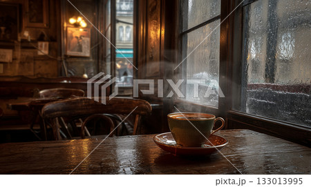雨の日のカフェ 133013995