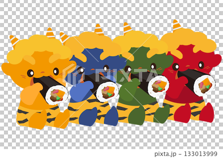 彩色惡魔吞食惠本卷的向量插圖 133013999