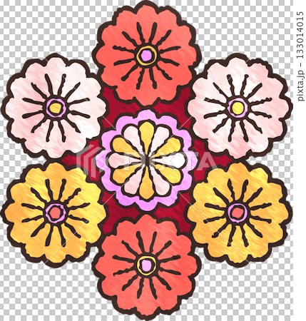 Stained Glass Flower Illustration - Red Stained Glass Flower Illustration - Red 133014015
