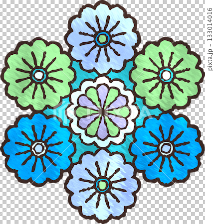 Stained Glass Flower Illustration - Blue Stained Glass Flower Illustration - Blue 133014016