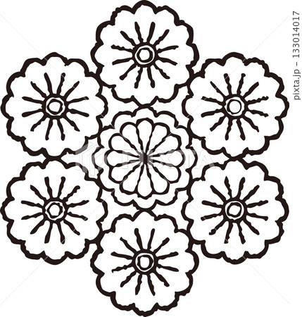 ステンドグラス風の花のイラスト・枠線 133014017