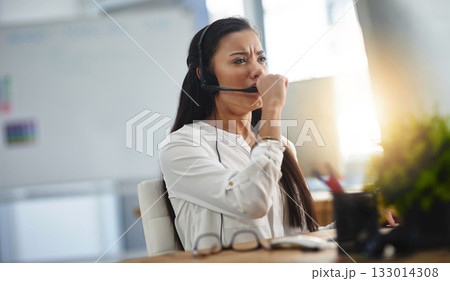 Yawn, tired or woman with burnout in call center overworked or overwhelmed by telemarketing deadlines. Fatigue, exhausted girl or stressed sales agent yawning while networking overtime on computer Yawn, tired or woman with burnout in call center overworked or overwhelmed by telemarketing deadlines. Fatigue, exhausted girl or stressed sales agent yawning while networking overtime on computer 133014308