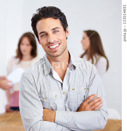 Portrait, smile and business man with arms crossed in office, workplace or company. Face, confidence and happy male professional, entrepreneur or person with pride for career, job and success mindset Portrait, smile and business man with arms crossed in office, workplace or company. Face, confidence and happy male professional, entrepreneur or person with pride for career, job and success mindset 133014691