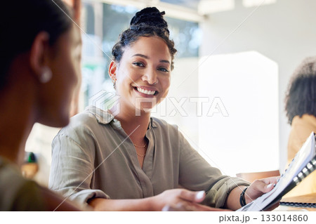 Office, workshop and woman with smile and documents for business proposal, training or advice at meeting. Leadership, management and opportunity on startup project, young businesswoman in boardroom. Office, workshop and woman with smile and documents for business proposal, training or advice at meeting. Leadership, management and opportunity on startup project, young businesswoman in boardroom. 133014860