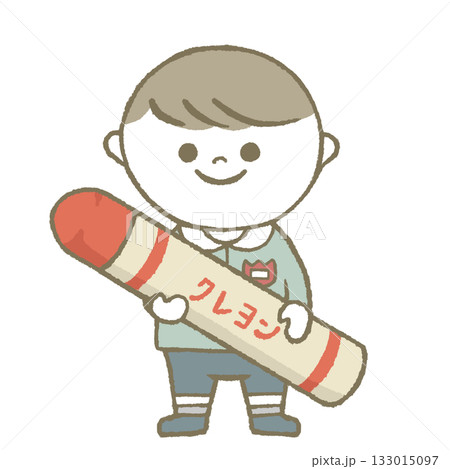 クレヨンを持つ幼稚園児 133015097