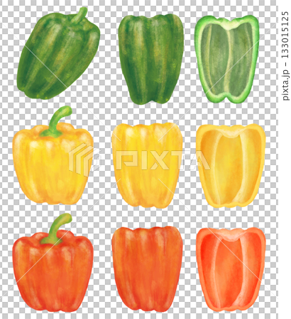 ピーマンとパプリカのイラストセット 133015125