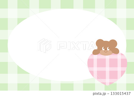 Cute rectangle frame set with teddy bear, heart and pastel green plaid pattern for animal print, decoration, polaroid photo, ad template, social media post, poster, book cover design, notepad, zoo Cute rectangle frame set with teddy bear, heart and pastel green plaid pattern for animal print, decoration, polaroid photo, ad template, social media post, poster, book cover design, notepad, zoo 133015437