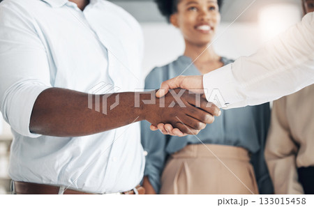B2b, black man or businessman shaking hands in meeting or startup project partnership or financial deal. Teamwork, handshake zoom or African worker with job promotion success or hiring agreement B2b, black man or businessman shaking hands in meeting or startup project partnership or financial deal. Teamwork, handshake zoom or African worker with job promotion success or hiring agreement 133015458