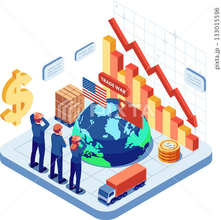 Isometric Trade War Impact on Global Economy and Logistics 133015596