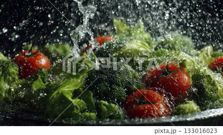 シンクで洗う色々な野菜 シンクで洗う色々な野菜 133016023