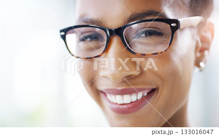 Happy woman, face with glasses and vision with eye care, prescription lens and frame, optometry and health. Eyesight, eyewear and female person in spectacles with smile, ophthalmology and portrait Happy woman, face with glasses and vision with eye care, prescription lens and frame, optometry and health. Eyesight, eyewear and female person in spectacles with smile, ophthalmology and portrait 133016047