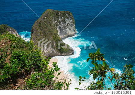 Rock T-Rex, Kelingking Beach, Indonesia. Rock formation at Kelingking Beach on the west coast of Island Nusa Penida. 133016391