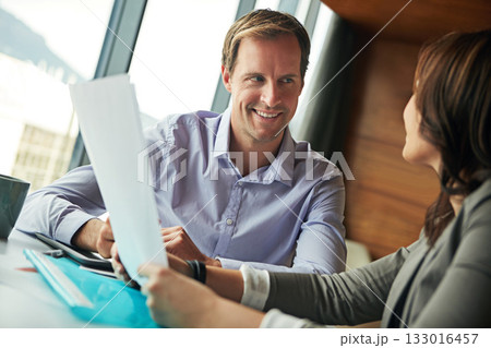 Paperwork, planning and business people in meeting discussion, finance management and report of budget. Financial advisor, accountant partner or happy woman client for documents, loan or taxes advice Paperwork, planning and business people in meeting discussion, finance management and report of budget. Financial advisor, accountant partner or happy woman client for documents, loan or taxes advice 133016457