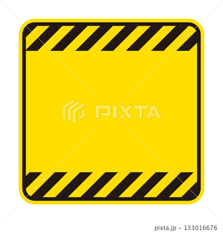 注意喚起や危険表示に使える警告看板デザイン　警告サイン背景　黄・黒のストライプ模様　ベクターイラスト 133016676