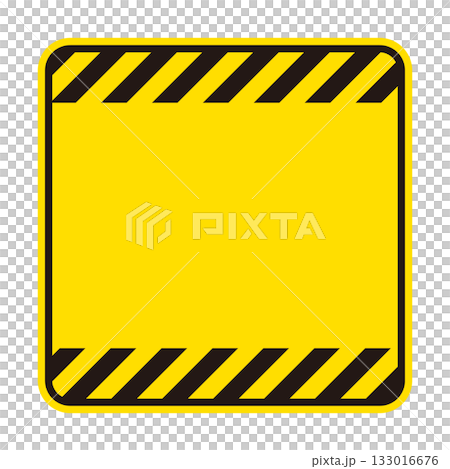 注意喚起や危険表示に使える警告看板デザイン　警告サイン背景　黄・黒のストライプ模様　ベクターイラスト 133016676