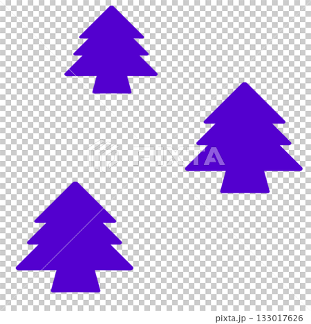 Illustration of multiple deformed coniferous trees in purple 133017626
