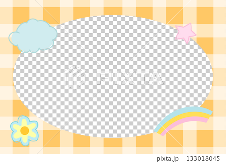 Rectangle frame with orange plaid pattern, flower, rainbow, star for school name tag, print, decoration, polaroid photo, ad template, social media post, poster, book cover design, notepad, sticky note Rectangle frame with orange plaid pattern, flower, rainbow, star for school name tag, print, decoration, polaroid photo, ad template, social media post, poster, book cover design, notepad, sticky note 133018045