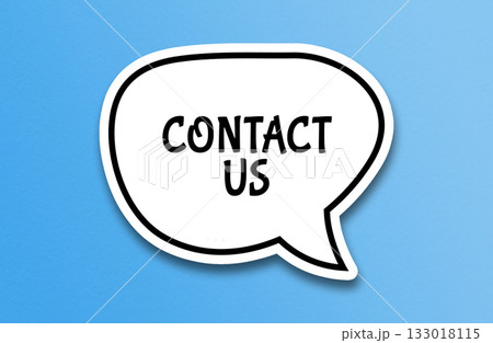 Contact us chat bubble on yellow background 133018115