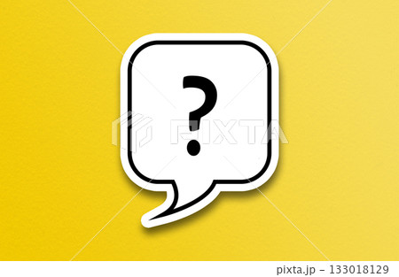 Speech bubble with question mark, customer support and inquiry concept, isolated on yellow 133018129