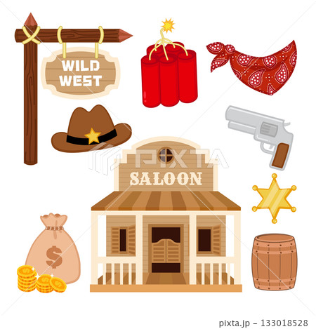 Cute wild west cowboy decoration clipart 133018528
