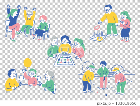 一群老人在玩耍_彩色 一群老人在玩耍_彩色 133019650