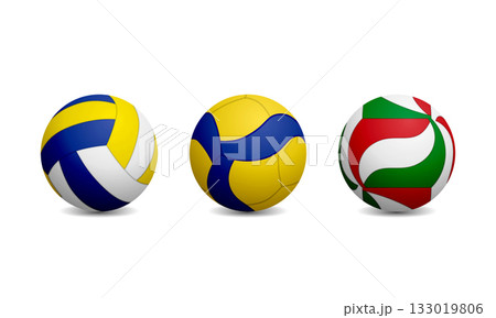新しいタイプのバレーボールのボール：3つのデザイン 133019806