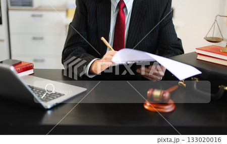 Searching Browsing Internet Data Information Networking Concept with blank search bar.justice and law concept.Male judge in a courtroom 133020016