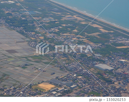飛行機からの石川県羽咋市の風景 飛行機からの石川県羽咋市の風景 133020253