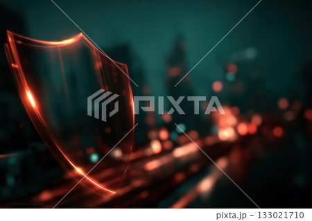 A shield with blurred city on a background 133021710