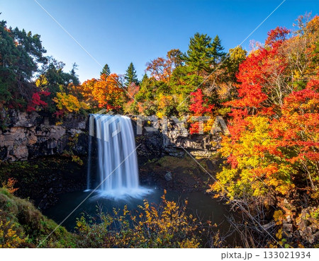 【AI生成画像】紅葉に囲まれた美しい滝の風景 【AI生成画像】紅葉に囲まれた美しい滝の風景 133021934
