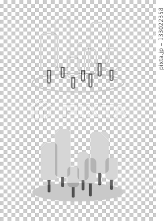 Eco/environmental design: Modern park/forest icon set with overlapping trees 133022358