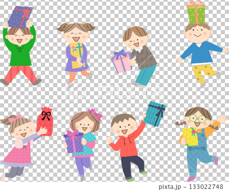Set of children happy to receive presents Set of children happy to receive presents 133022748