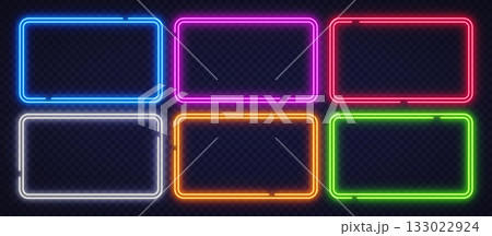 Set of colorful neon frames glowing in blue, pink, red, green, orange, and white. Modern futuristic design perfect for banners, ads, and creative digital layouts. Set of colorful neon frames glowing in blue, pink, red, green, orange, and white. Modern futuristic design perfect for banners, ads, and creative digital layouts. 133022924