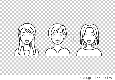 Office casual woman smiling monochrome illustration 133023179