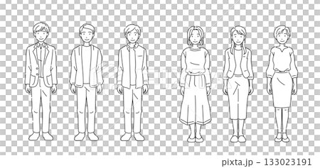 Office casual full body pose monochrome style 133023191