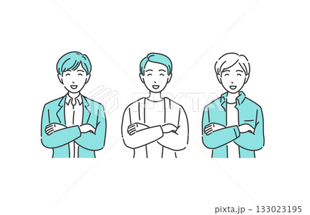 オフィスカジュアルの男性 腕組みで微笑む人物イラスト オフィスカジュアルの男性 腕組みで微笑む人物イラスト 133023195