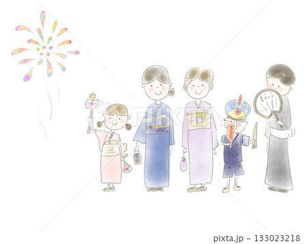 花火を見上げる人物 133023218