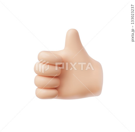 3D hand icon with thumb up, emoji, sign of approval, praise. 3D hand icon with thumb up, emoji, sign of approval, praise. 133023237