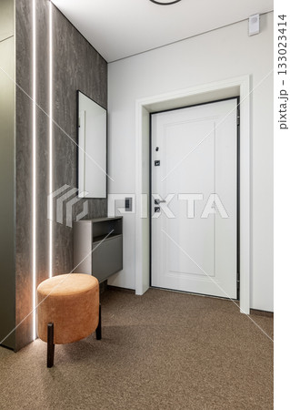 Minimalist Entryway with LED Lighting and White Door Minimalist Entryway with LED Lighting and White Door 133023414