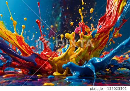 abstract color splash of colored paint on black abstract color splash of colored paint on black 133023501