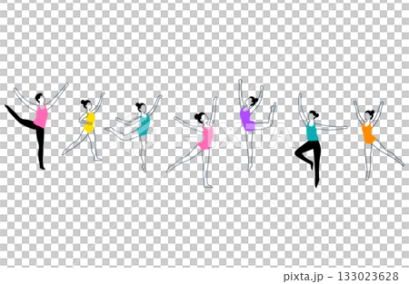 霓虹色的藝術體操表演者插圖 霓虹色的藝術體操表演者插圖 133023628